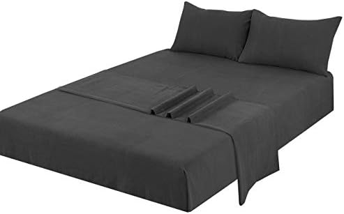 100% Cotton Flannel Bed Sheet Set Brushed Extreme Soft Set, set of 4, Gray