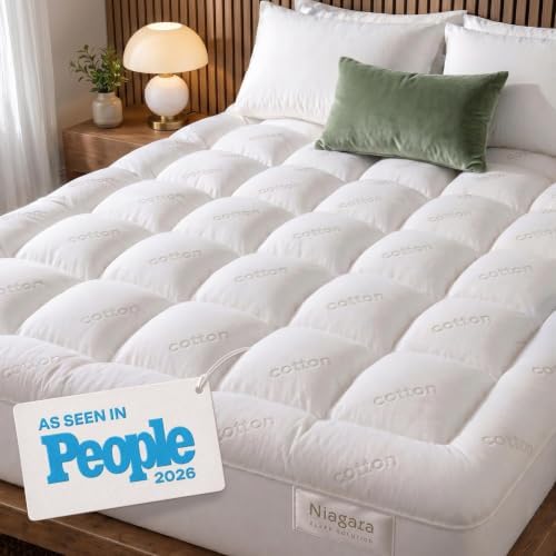 100% Cotton Top Mattress Pad, Pillow Top, White