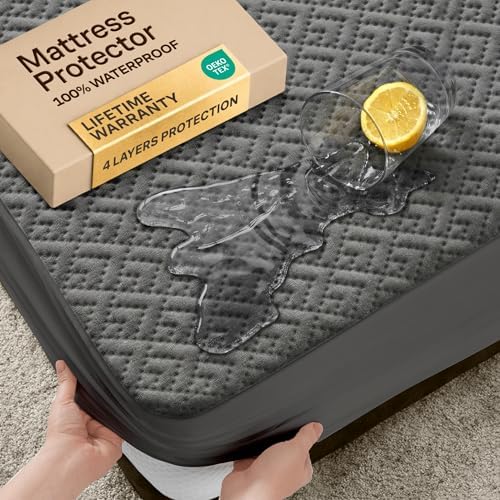 100% Waterproof Mattress Protector, King, Gray
