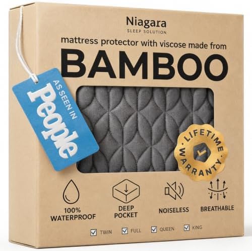 100% Waterproof Noiseless & Breathable Mattress Protector, Gray