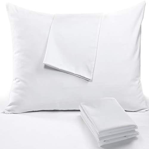 Cotton Sateen Pillow Cases, Hotel Quality, Standard/Queen, set of 4, White