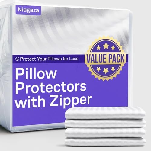 Ultra Soft Pillow Protectors with Zipper, Dark White
