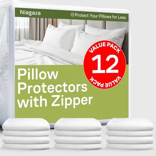 Ultra Soft Pillow Protectors with Zipper, set of 12, White