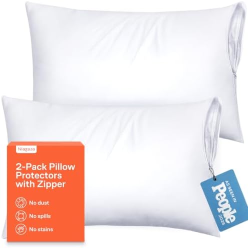 Ultra Soft Pillow Protectors with Zipper, set of 2, White