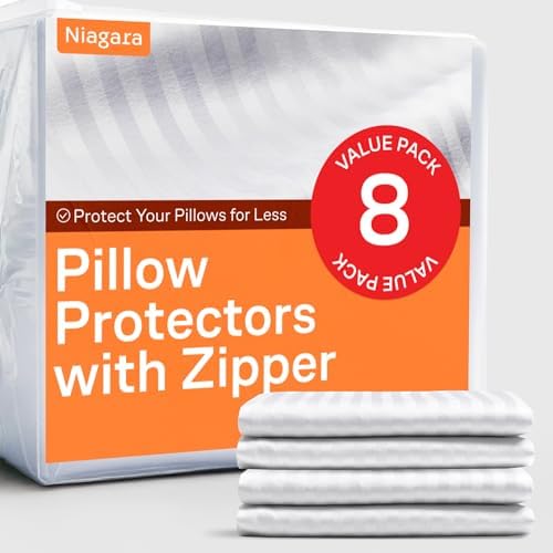 Ultra Soft Pillow Protectors with Zipper, set of 8, Dark White