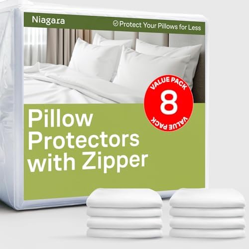 Ultra Soft Pillow Protectors with Zipper, set of 8, White