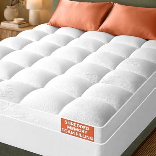 Ultra-Thick Shredded Memory Foam Mattress Topper, White