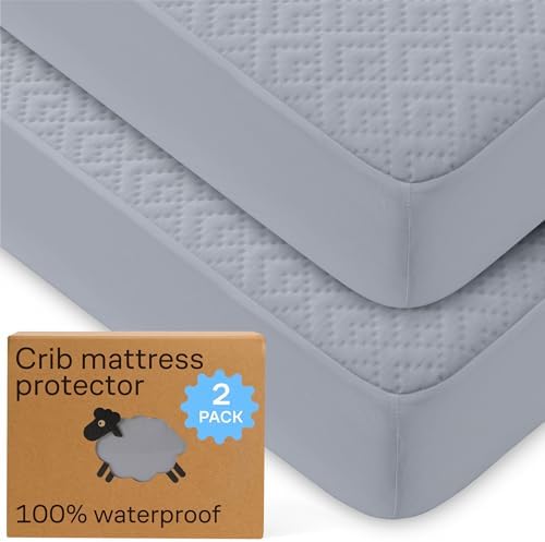 Viscose Made from Bamboo 100% Waterproof Crib Mattress, set of 2, Gray