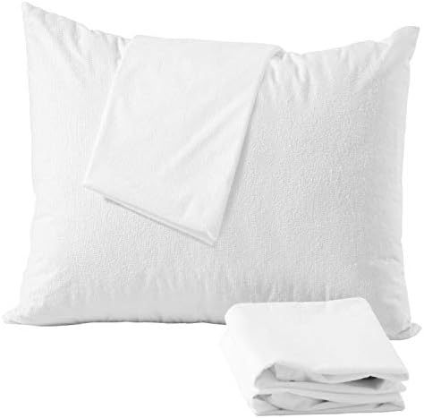 Waterproof Pillow Protectors Cotton Terry, set of 4, White