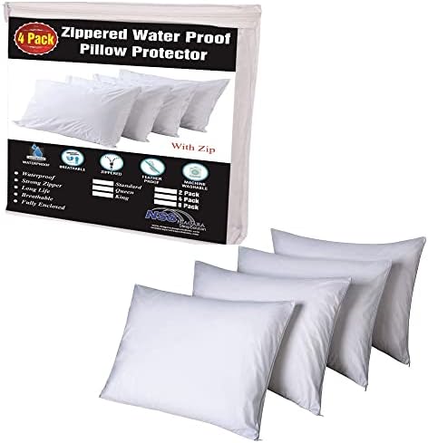 Waterproof Pillow Protectors Mixed Sizes, set of 4, White